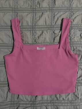 Topshop Pink Square-Neck Ribbed Crop Top